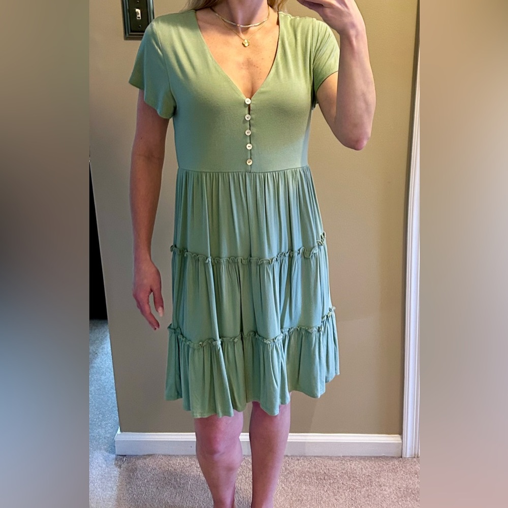Forever 21 Sage Green Tiered Dress